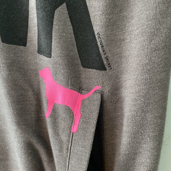 LOVE PINK Y2k Grey Quarter Zip Pullover with Pocket & Dog Logo - Picture 2 of 5